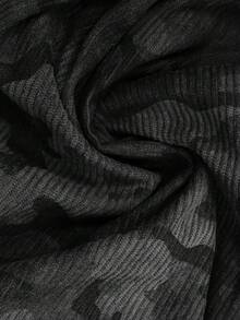 SHEIN 迷彩数码印花时尚宽松女式灯芯绒裤子，送给朋友的礼物 - 黑色 - 查看 3