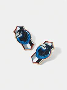 HARRY POTTER X SHEIN 1 Pair Vintage Crow Design Stud Earrings - Blue - View 3