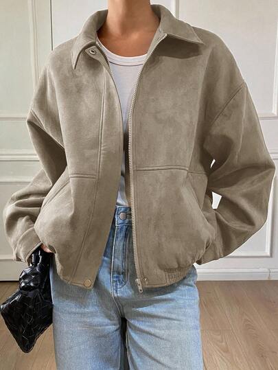 DAZY Loose Casual Brown Short Jacket Coat, Autumn/Winter