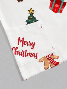 PopScrub 圣诞V领短袖双口袋可爱姜饼人、圣诞树、圣诞礼物、圣诞帽、星星、彩色灯光卡通印花护士/医生工作服/手术服/纯色宠物美容工作服/营养师工作服短袖/多口袋功能性实验室工作服，女士节日功能性圣诞上衣，圣诞装饰，可爱，欢乐 - 白色 - 查看 4