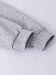 Sparklyn 2 件套青少年女孩休闲运动衫套装，不对称领肩带拼接短款蝴蝶印花上衣 + 配套松紧腰直筒裤，秋冬 - 灰色 - 查看 7