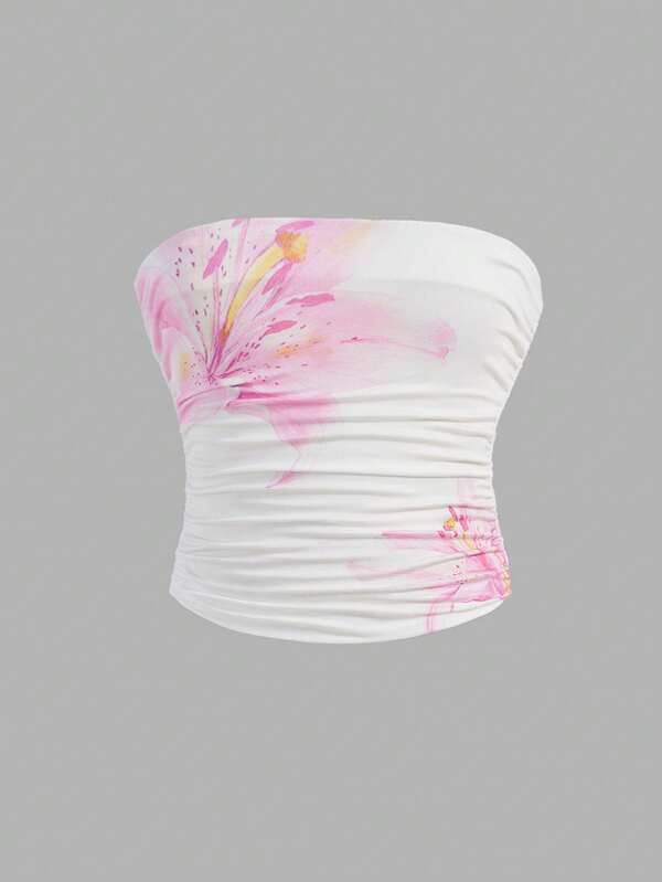 SHEIN Débardeur casual ajusté élastique froncé minimaliste et confortable pour préadolescentes