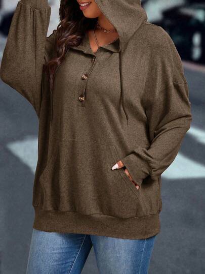 大码休闲纯色卫衣，秋季百搭