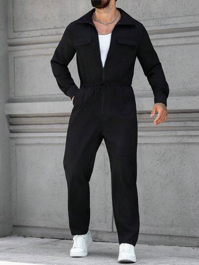 Manfinity CasualCool 男士休闲纯色抽绳腰连体裤