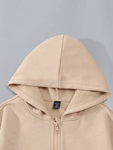 Tween Girls Denim Two-Piece Outfits 2pcs/Set Older Girls Casual Knit Graphic Print Hoodie Sweatshirt And Straight Leg Pants Girls Streetwear Jeans Tween Girl Baggy Jeans Teen Girl Wide Leg Jeans Wide Leg Jeans Girls Baggy Jeans For Girls Baggy Jeans Kids Outfit Young Girl Outfit Set Teen Outfits Set Girls Jean Outfit Set Fall Winter - Khaki - View 5