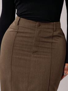 Radiana Falda recta elegante y minimalista de ajuste ceñido en color gris vintage, versátil para el uso diario