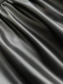 SHEIN Unity 女式黑色针织拼布 PU 迷你连衣裙，复古别致风格，秋季必备单品，适合日常穿着、聚会、舒适休闲、极简主义、机场、圣诞节、万圣节 - 黑色 - 查看 6