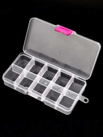 10 格透明塑料整理盒储物盒珠宝盒带可调节隔板，用于珠子艺术 DIY 工艺品珠宝渔具，塑料珠宝盒整理器，透明储物盒