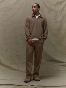 Musero Boxy Tailored Zip Through Harrington Jacket Elasticated Cuffs Jacket Fall SUMMER SPRING - Khaki - View 3