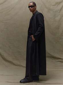 Musero Long Sleeve Oversized Floor Length Style Overcoat Button Detailing Coat Fall Winter Autumn Premium