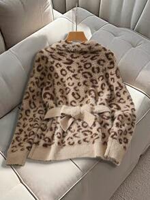 SHEIN PETITE Damen Vintage Strick Lässig Minimalist Langarm Pullover, Alltag Herbst/Winter