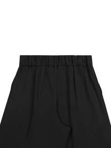 Claim Dot 男士高腰裤，双腰带环设计，宽松裤男士百慕大短裤正装裤宽松时尚百搭直筒裤，送给男朋友或丈夫的绝佳礼物黑色裤子宽松黑色裤子高腰裤阔腿裤黑色正装裤 - 黑色 - 查看 5