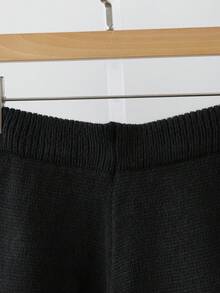 GlowEve 女士条纹长袖针织开衫和针织裤休闲两件套，秋冬 - 黑與白 - 查看 4