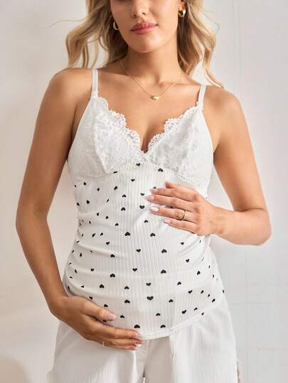 Moonlight&Mama 蕾丝拼布心形印花哺乳文胸