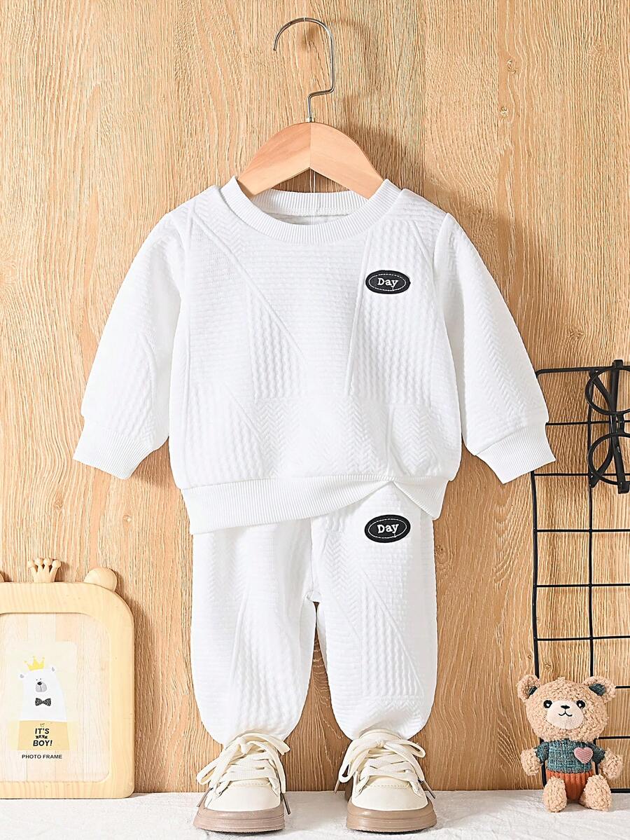 Baby Jungen lässiges, vielseitiges Set aus Buchstaben-Muster Sweatshirt und Jogginghose