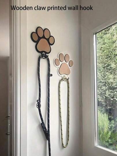 1pc Handcrafted Wooden Paw Print Wall Hook - Polished Finish, Perfect For Towels & Clothes Storage In Bedroom And Bathroom Decor
