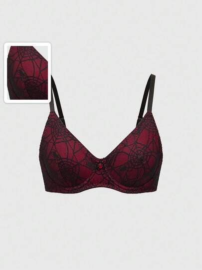 Goth Soutien-gorge de femme fait main avec armature, motif toile d'araignée gothique et pendentif araignée, Halloween