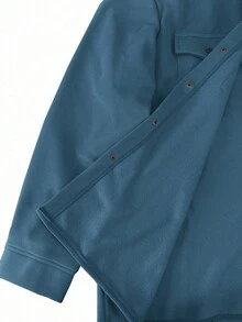 Manfinity Homme Plus Size Men's Solid Long Sleeve Shacket - Baby Blue - View 5