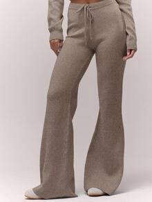 MUSERA Dzianinowe spodnie ze ściągaczem w pasie, szerokie nogawki, luźne, tylko spodnie, jesień, stare pieniądze, urocze, wiejskie, rustykalne, z powrotem do szkoły, swobodne, domowe spodnie dla kobiet, toffi, eleganckie, wieczorowe, na imprezę, nowy rok, święto dziękczynienia