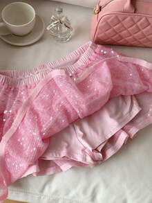 Comfortcana Váy xếp tầng thời trang đính sequin, cạp chun co giãn dành cho nữ. - Hồng - Xem 6