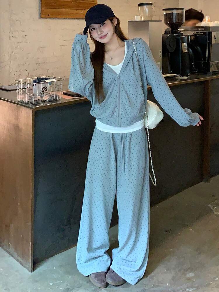 Women's Full Print Hoodie And Loose Fit Sweatpants 2 Pieces Set Tracksuits Women Set Lounge Sets For Women