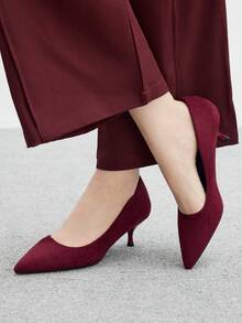 CUCCOO BIZCHIC Giày cao gót mũi nhọn Stiletto gót trung bình dành cho nữ, thanh lịch, giản dị, thoải mái, dễ xỏ, thích hợp đi làm, đi làm, hẹn hò, tiệc tùng, những dịp trang trọng - Màu Đỏ Sâu - Xem 3