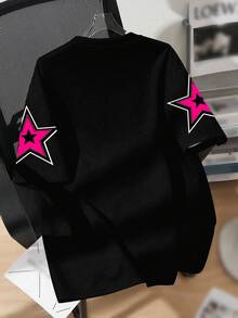 SHEIN EZwear 女式休闲简约 88 星图案圆领短袖宽松 T 恤 - 彩色 - 查看 2