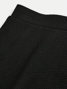 SHEIN 青少年女孩黑色 A 字裙，百搭百搭 - 黑色 - 查看 5