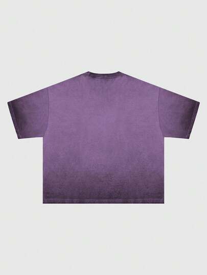 Grunge Punk Camiseta suelta de cuello redondo con bordado de estrella para hombres