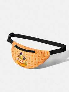 LOONEY TUNES X SHEIN Women's Fashion Casual Halloween Pumpkin Cartoon Pattern Waist Bag - Multicolor - View 3