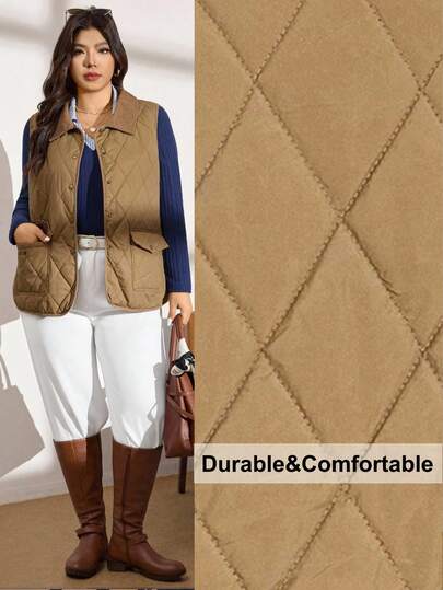Zelara Jaqueta sem mangas casual e versátil plus size, ideal para o outono/inverno, na cor marrom, perfeita para o escritório. Adequada para uso diário, ocasiões formais e festas. Estilo sereia para o inverno, aconchegante e perfeita para o Natal, Ano Novo e Dia de Ação de Graças.
