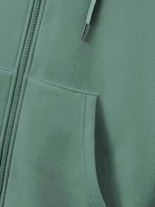 EURMUSE Men's Solid Color Hooded Drawstring Zip-up Sweatshirt - Blue - View 4