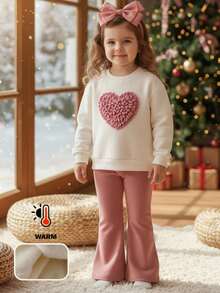 LMoss Kids 2 Stücke LMoss Kleine Mädchen Einfarbiger Rundhals Lässig Sweatshirt und Leggings Set, Pink, Weihnachten, bequeme Herbst & Winter Styles, Pullover, gemütlicher Herbst und Winter Styles, gemütlicher Herbst & Winter Styles - Verschiedenfarbig - Übersicht 8