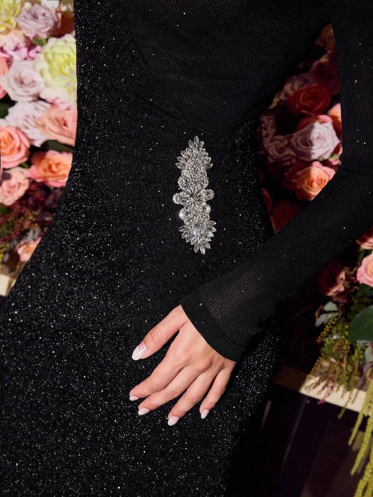 MOTF Soiréza RHINESTONE DECOR SPLIT HEM COCKTAIL DRESS, PARTY