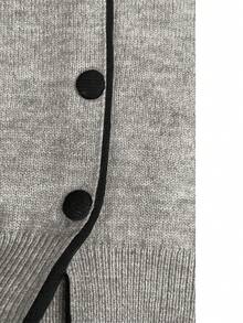 Franclia Blogger-Inspired Colorblock Loose Fit Crew Neck Sweater Jacket, European & American Style - Grey - View 6