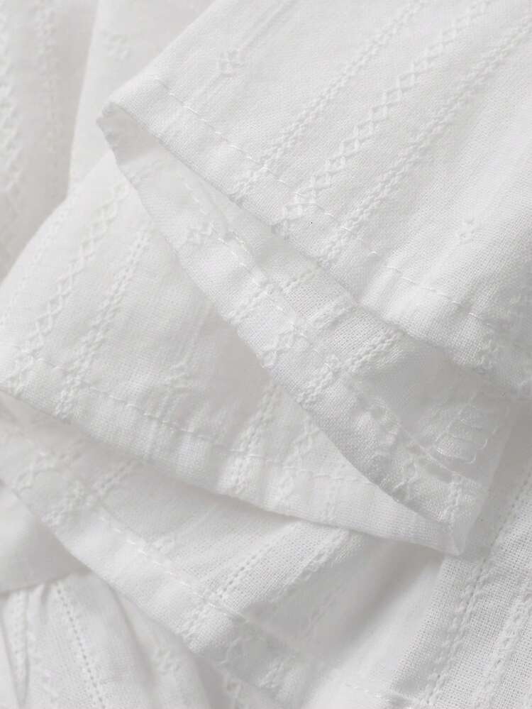 Women's Puff Sleeve Ruffle Tie Front Long Sleeve Shirt, Single-Breasted Solid Color Blouse