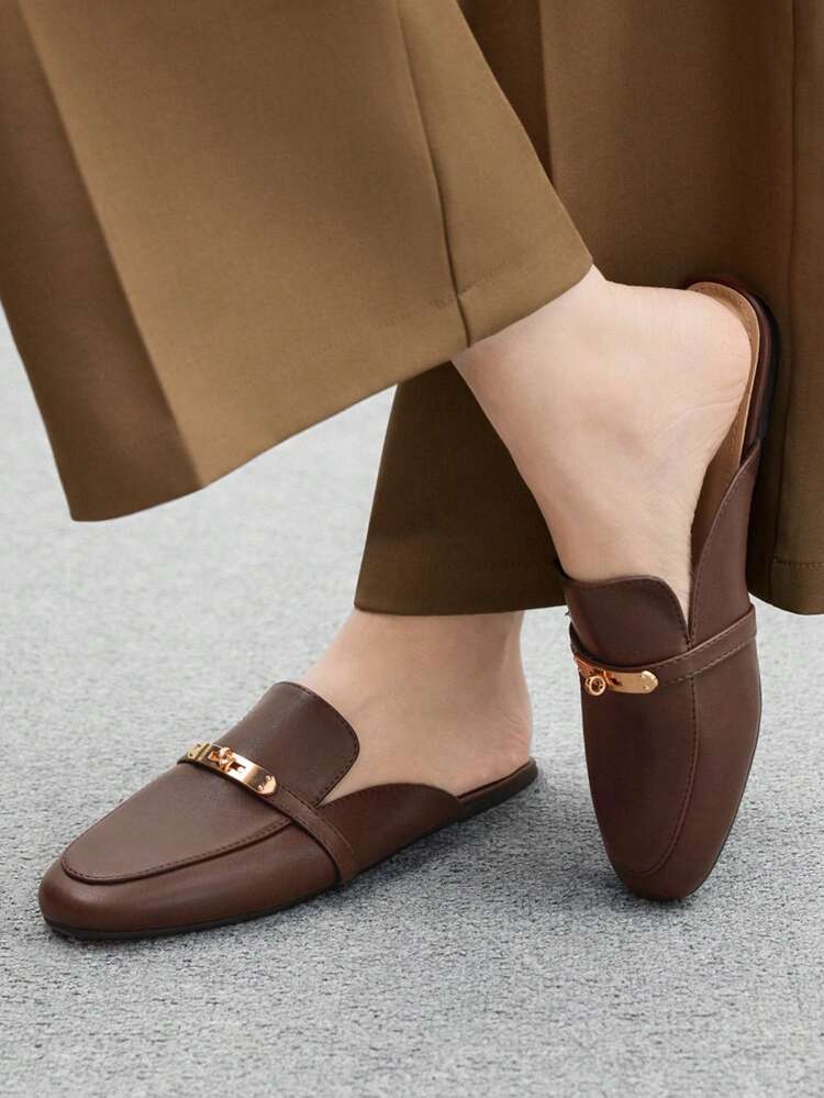 CUCCOO BIZCHIC Women's Round Toe Flat Casual Mule Shoes, Comfortable Loafers For Commuting, Shopping, Dating For Christmas Spring Shoes