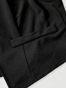 SHEIN MOD 大码女式黑色无袖上衣，收腰设计，搭配阔腿裤，适合上班穿着 - 黑色 - 查看 7