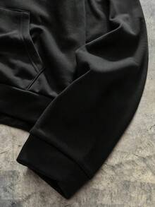 AXEPEAK 男士美式黑色毛领卫衣，小众设计修身短款连帽卫衣，适合秋冬季节，长袖上衣 - 黑色 - 查看 4