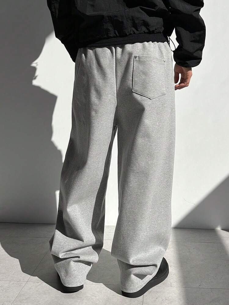 Men's Solid Color Elastic Waist Sweatpants, Autumn/Winter