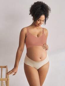 Moonlight&Mama 1 Áo ngực cho con bú liền mạch màu trơn dành cho phụ nữ mang thai - Bụi hồng - Xem 3