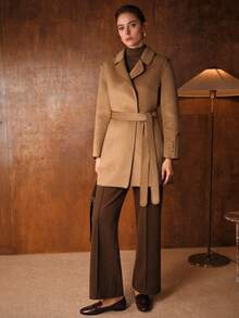 MOTF PREMIUM WOOL CONTRAST PU LEATHER OVERCOAT - Khaki - View 5