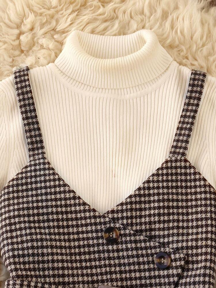 Franclia 女式新款格纹纽扣装饰吊带背心 - 彩色 - 查看 4