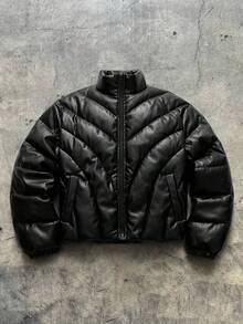 AXEPEAK Chaqueta casual de invierno para hombre de unicolor con cremallera y cuello