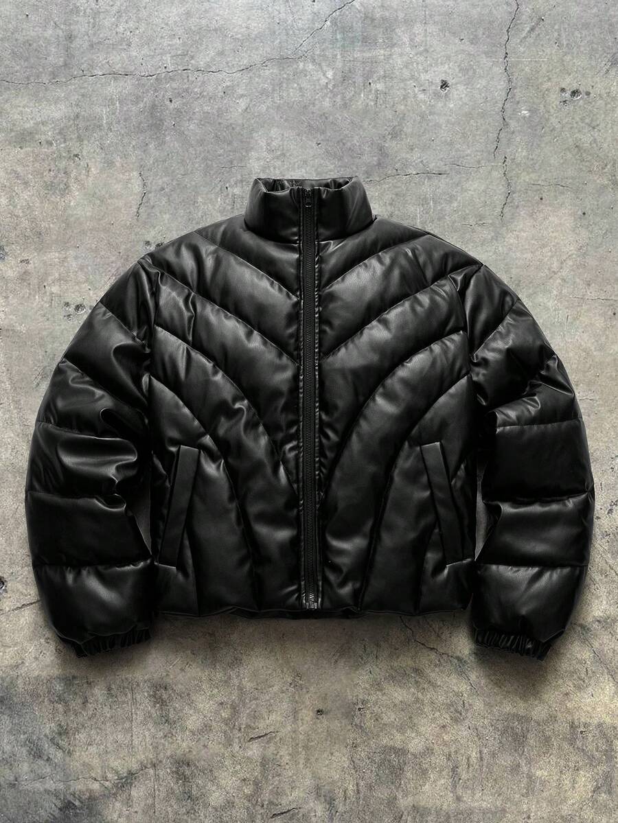 AXEPEAK Chaqueta casual de invierno para hombre de unicolor con cremallera y cuello