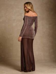 Glamine Sexy Front Criss-Cross Design Party Long Sleeve Dress For Women