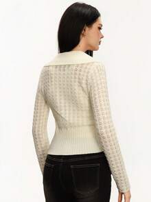 Rina Fox Collared Knit Cardigan, Cozy Sweater For Autumn/Winter