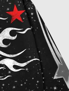 ROMWE MEN Street Life Sudadera con capucha con estampado gráfico para hombre, adecuada para primavera/verano