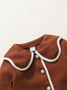 Souflis Souflis Jaket Mantel Anak Perempuan Kasual Modis Serbaguna Bergaya Retro Elegan dengan Warna Kontras, Cocok untuk Pemakaian Sehari-hari di Musim Gugur dan Musim Dingin - Coffee Brown - View 8