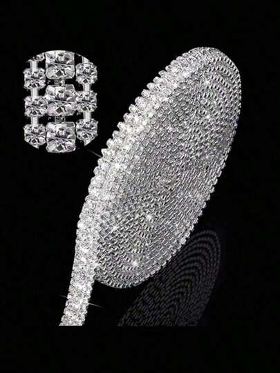 优雅的白色水晶莱茵石链饰 - 3 排，闪亮精致 - 适用于 DIY 缝纫、婚礼装饰、珠宝工艺品等 - 送给工匠和 DIY 爱好者的完美礼物